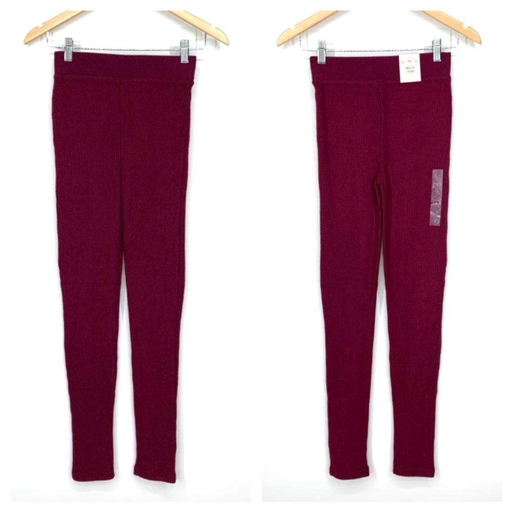 SO Maroon Ribbed Soft Cozy Fuzzy Knit Sweater High Rise Leggings New Nwt Size S